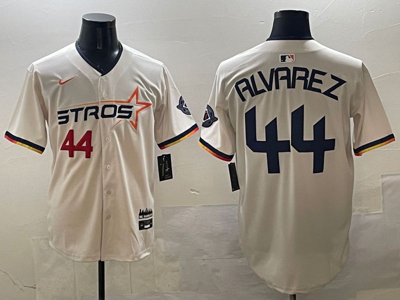 Men Houston Astros #44 Alvarez Cream Three generations Joint Name 2025 Nike MLB Jersey style 8
